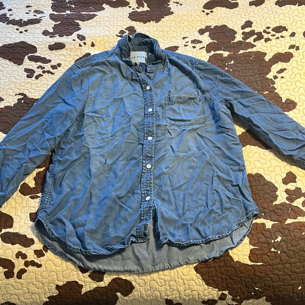 Casual Blue Button-Down Shirt - Women